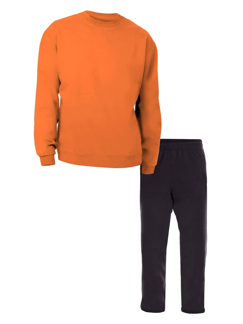 Hanes comfortsoft men's fleece sweatpants black with safety orange