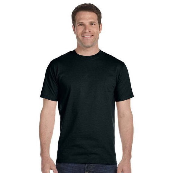 Hanes mens 5.2 oz. ComfortSoft Cotton T-Shirt(5280)-BLACK-L-5PK