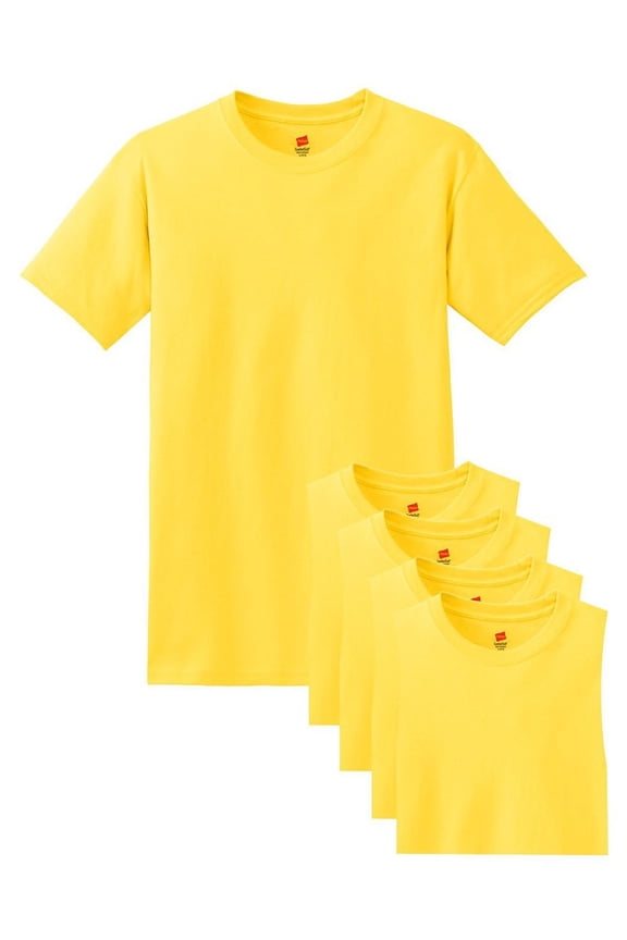 mens 5.2 oz. ComfortSoft Cotton T-Shirt5280-YELLOW-XL-5PK Pack of 5