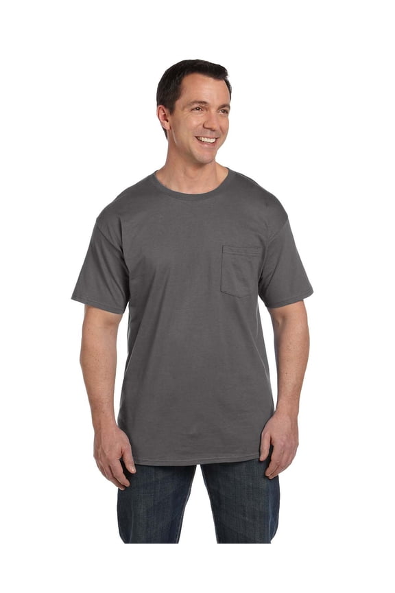mens BeefyT 100 Cotton TShirt with Pocket5190-Smoke Gray-XL Pack of 1