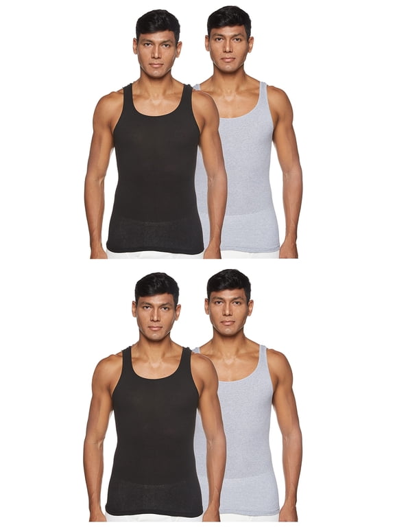 mens Comfortsoft Moisture Wicking Tagless Tank Undershirts - Multipacks fashion t shirts, Assorted 4-pack, X-Large US