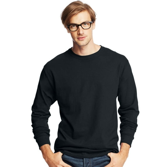 Hanes mens Essentials Long Sleeve T-shirt Value Pack 4-pack fashion t shirts, Black, X-Large US