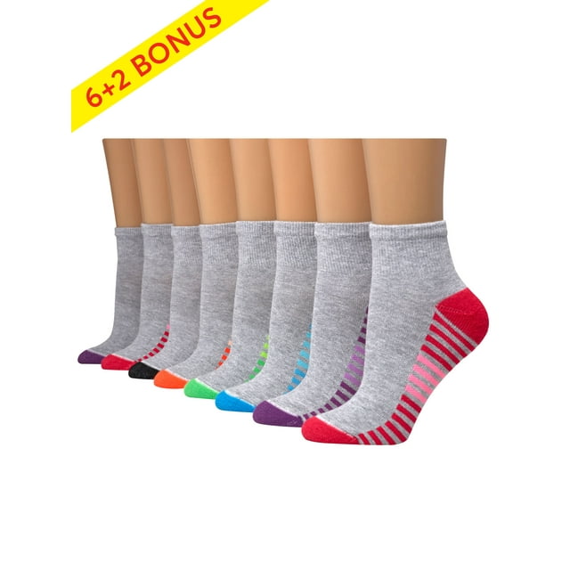 Hanes sport cool comfort ankle socks (women's), 6+2 bonus pack