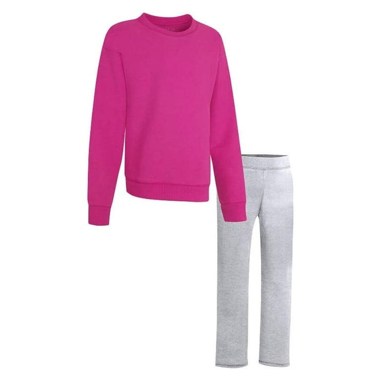 Hanes sweatshirts for girls amaranth with light steel sweatpants Pack of 1