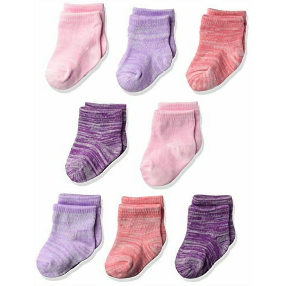 Hanes unisex baby Ultimate Flexy Ankle Length 8-pack Socks, Purple/Pink, 6-12 Months US