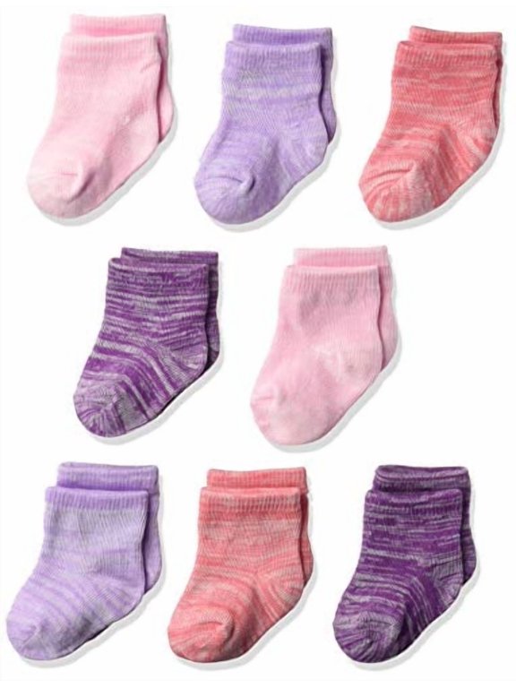 Hanes unisex baby Ultimate Flexy Ankle Length 8-pack Socks, Purple/Pink, 6-12 Months US