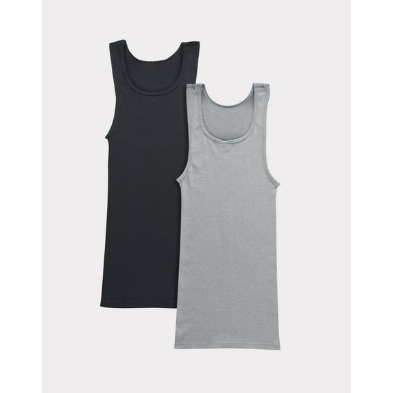 Hanes mens Comfortsoft Moisture Wicking Tagless Tank Undershirts - Multipacks undershirts, Assorted 2-pack, X-Large US