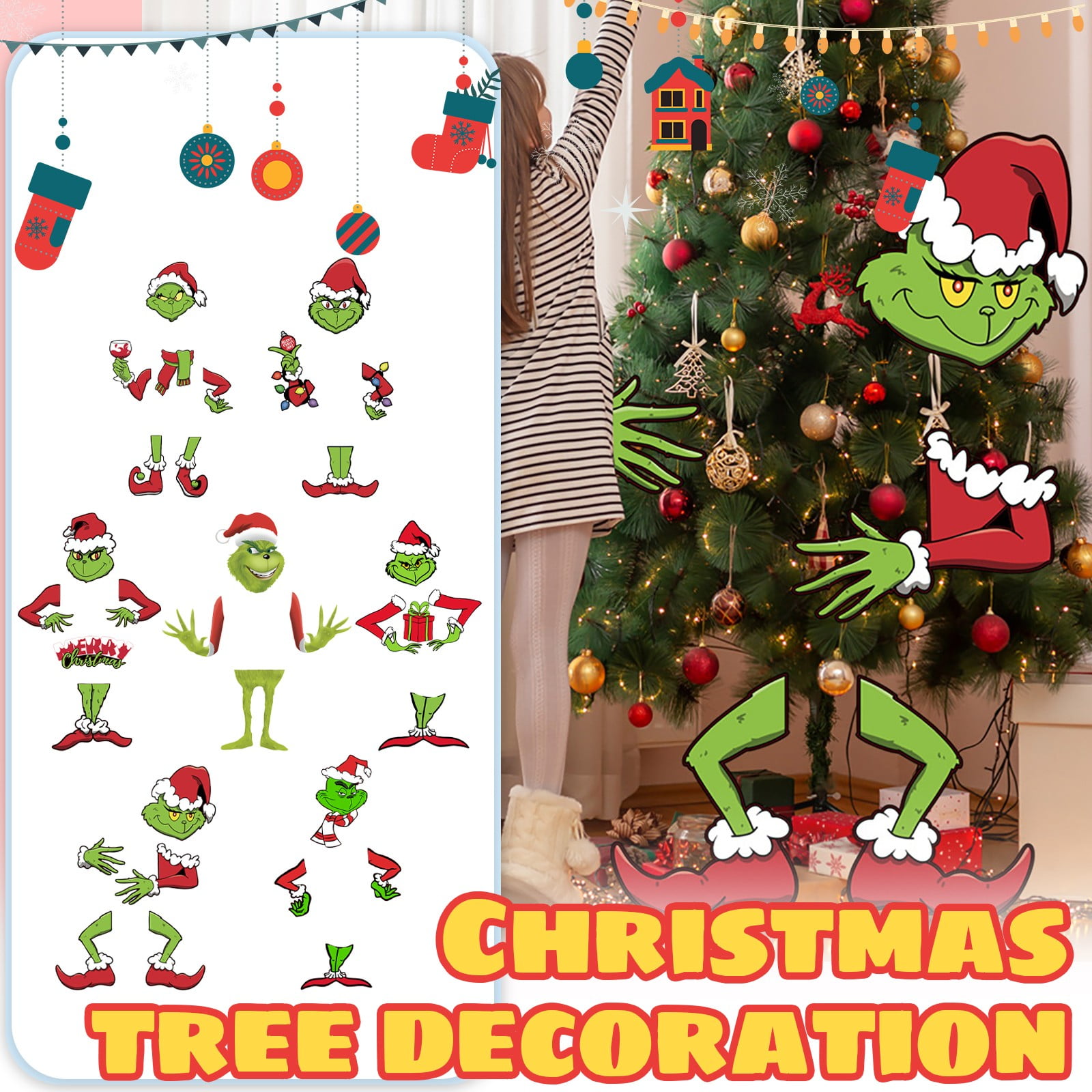 10-teiliger Grinch Weihnachtsschmuck Set - Bunte Acryl-Anhänger Für Baum & Deko
