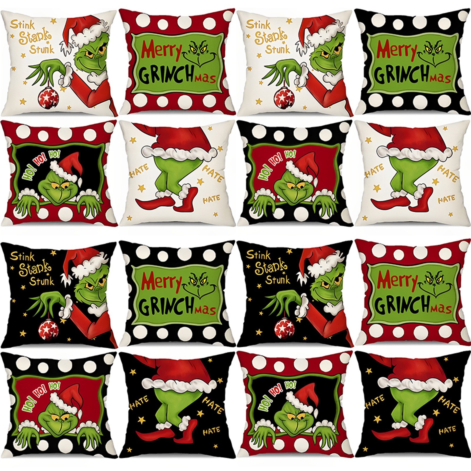 Grinch Christmas Decoration, Merry Christmas Pillows Cover Decor Pillow Case Sofa Waist
