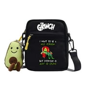 Hanety Grinch Christmas Decorations,Christmas Decorations,Grinch Ornaments,Christmas Small Square Bag, Cute Shoulder Bag, Colorful Canvas Zipper Printed Crossbody Bag,Christmas Gifts