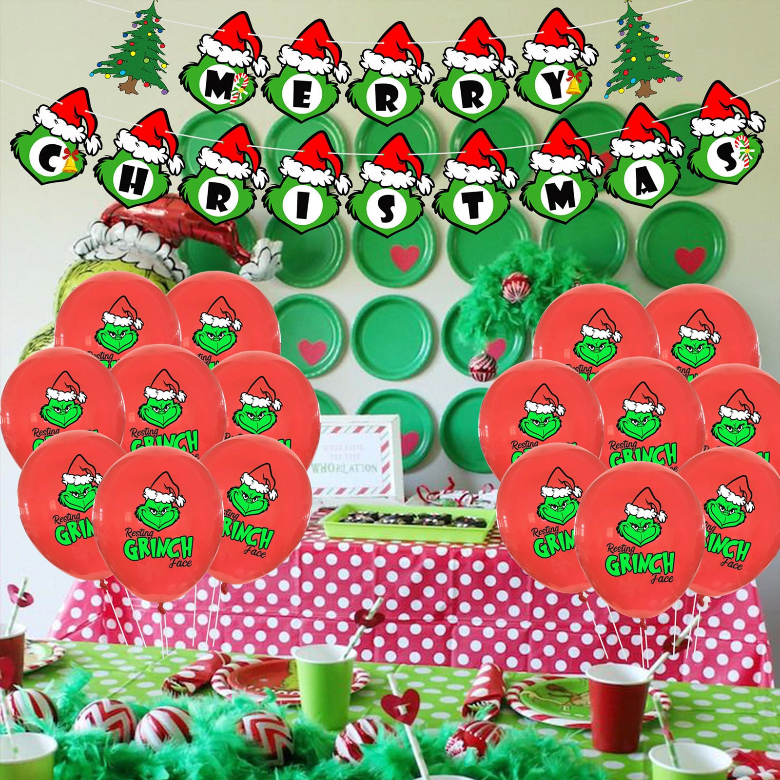 Grinch,Grinch Christmas Decorations,Grinch Decor,Foil Latex