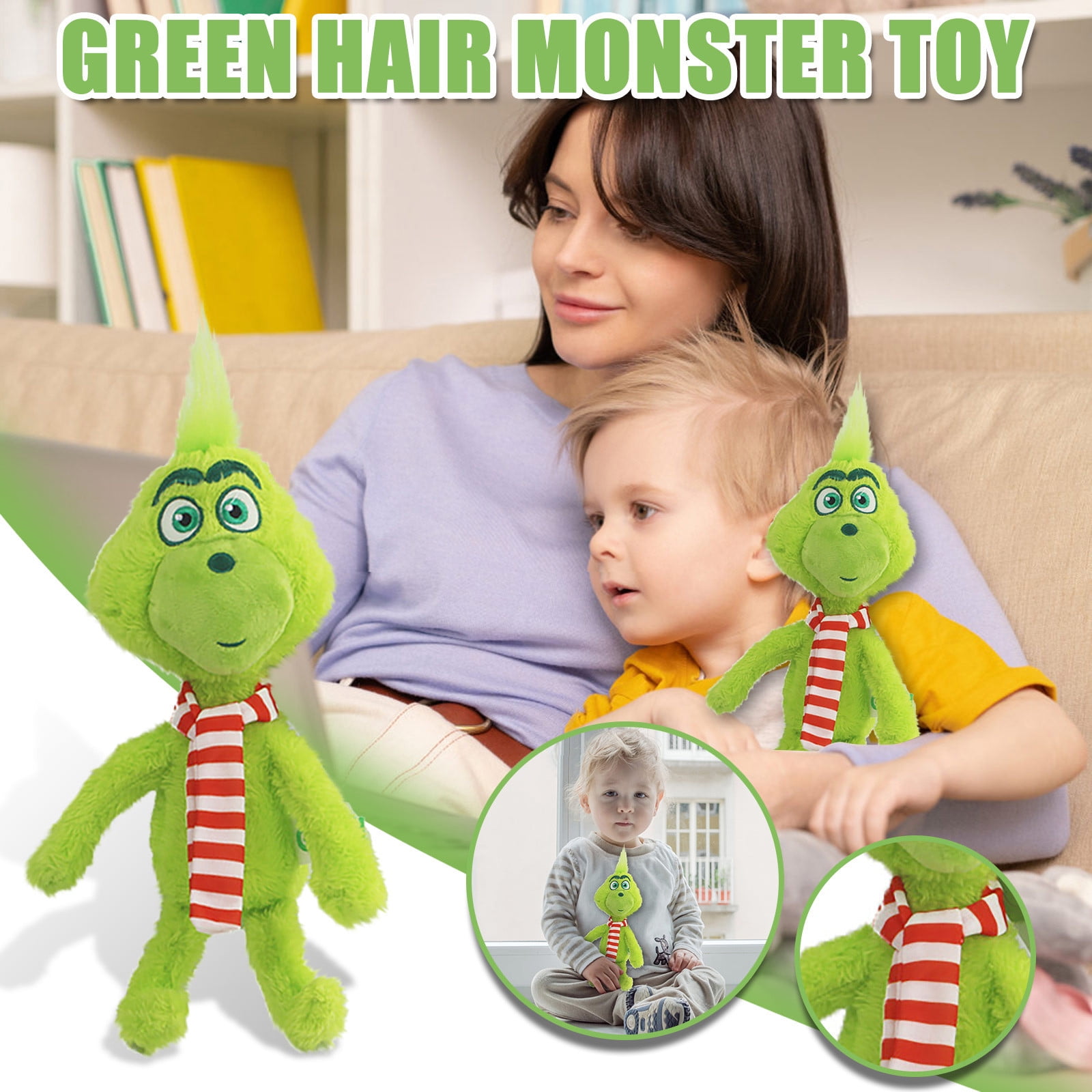 Grinch Toys,Grinch Toys Christmas,Grinch Plush Toys,Plush Doll Toy Gift Cartoon Style Children's