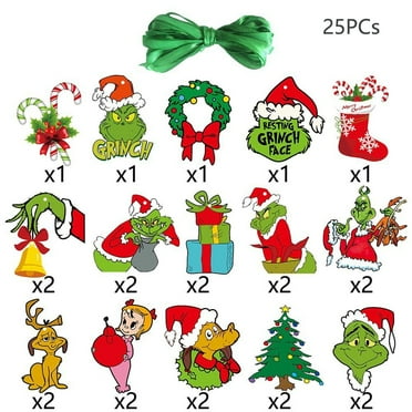 Hanety The Grinch Christmas Tree Decoration Ornament, Green, 25 Count