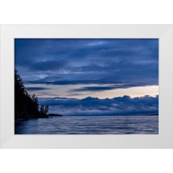 Haney, Chuck 14x11 White Modern Wood Framed Museum Art Print Titled - Dawn over Flathead Lake from Westside State Park near Rollins-Montana-USA