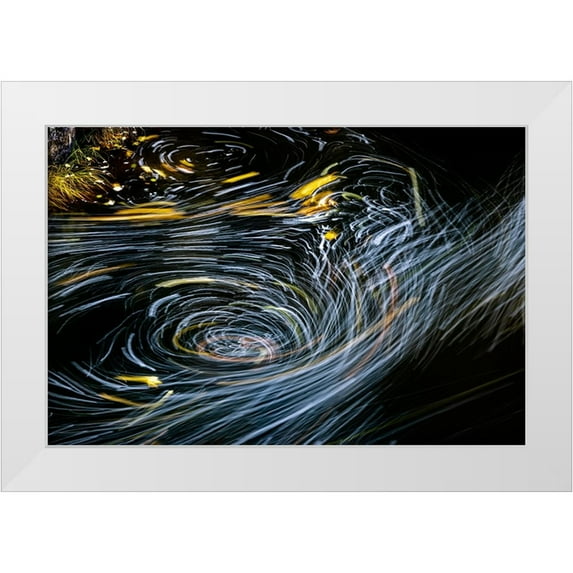 Haney, Chuck 14x11 White Modern Wood Framed Museum Art Print Titled - Eddy forms swirling patterns in the Nehalem River in autumn in the Tillamook State Forest-Oregon-USA