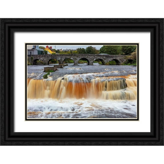 Haney, Chuck 18x13 Black Ornate Wood Framed with Double Matting Museum Art Print Titled - Ennistymon Falls on the Cullenagh River in Ennistymon-Ireland