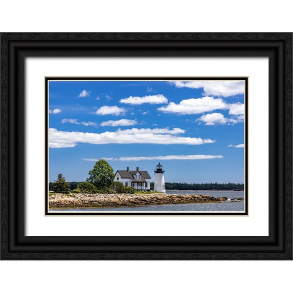Haney, Chuck 18x13 Black Ornate Wood Framed with Double Matting Museum Art Print Titled - Lighthouse in Prospect Harbor-Maine-USA