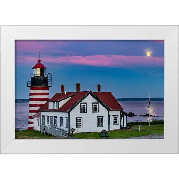 Haney, Chuck 18x13 White Modern Wood Framed Museum Art Print Titled - West Quoddy Head Lighthouse is the easternmost point in USA near Lubec-Maine-USA