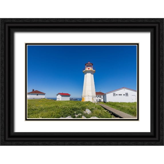 Haney, Chuck 32x23 Black Ornate Wood Framed with Double Matting Museum Art Print Titled - Lighthouse at Machias Seal Island-Maine-USA