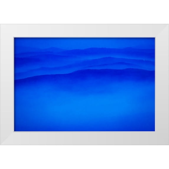 Haney, Chuck 32x23 White Modern Wood Framed Museum Art Print Titled - Wildfire smoke and clouds mixing-Stillwater State Forest near Whitefish-Montana-USA