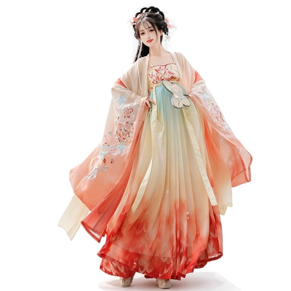 Hanfu Dress Women Chinese Traditional Cosplay Costume Ancient Tang Dynasty Embroidered Hanfu Hezi Skirt
