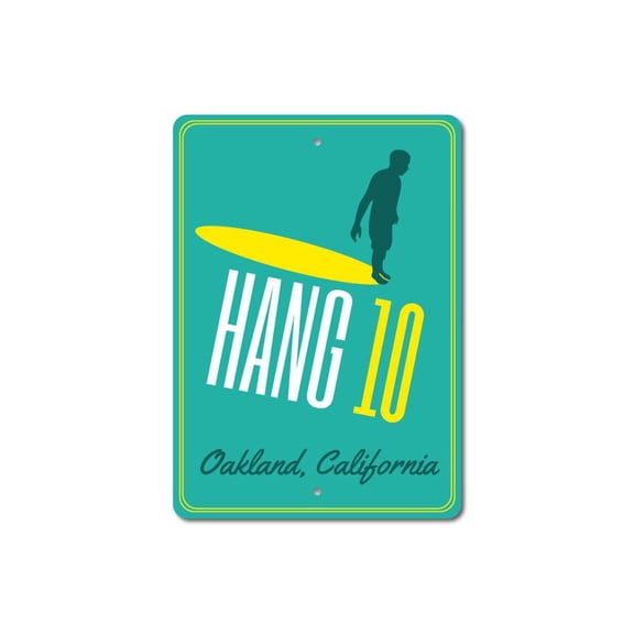 Hang 10 Sign, Hang Ten Sign, Hang Ten Decor, Surfer Sign, Custom Surfing Sign, Surfing Lover Sign, Surf Aluminum Sign - 10x14 inches