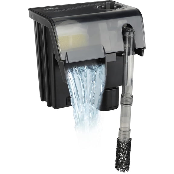 Hang On Back Aquarium Filter 5W 132GPH For 10-30 Gallon Quiet Power Fish Tank Filter Multi-stage Filtration Adjustable Waterfall HOB Filter with 4 Cartridges & Extension Pipe, Fresh