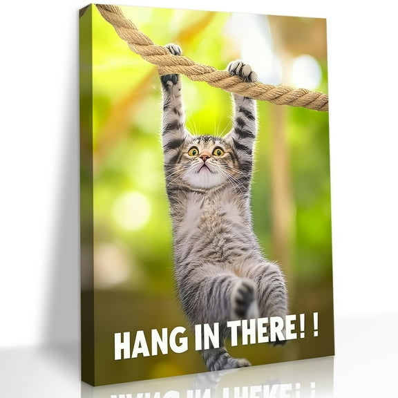 Hang in There Cat Posters Funny Cat Canvas Wall Art Motivational Wall Decor Painting Funny Inspirational Quote Pictures Prints for Home Living Room Bedroom
