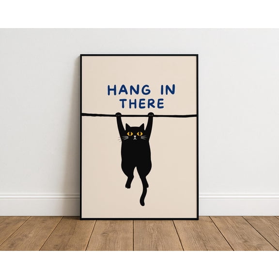 Hang In There Cat Wall Art Print, Unframed Paper Poster 8x10in