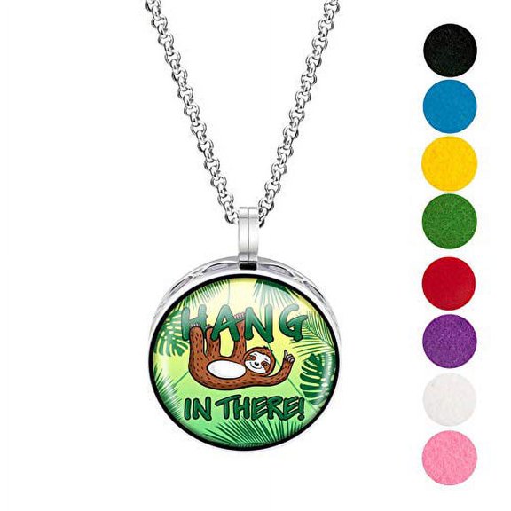 Hang In There Enamel Necklace Diffuser w/ pads and gift box
