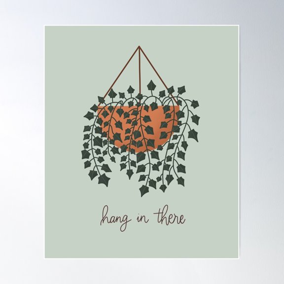 Hang In There Potted Ivy Poster Wall Art, Modern Wall Decor For Living Room Bedroom, 12x18 UNFRAMED