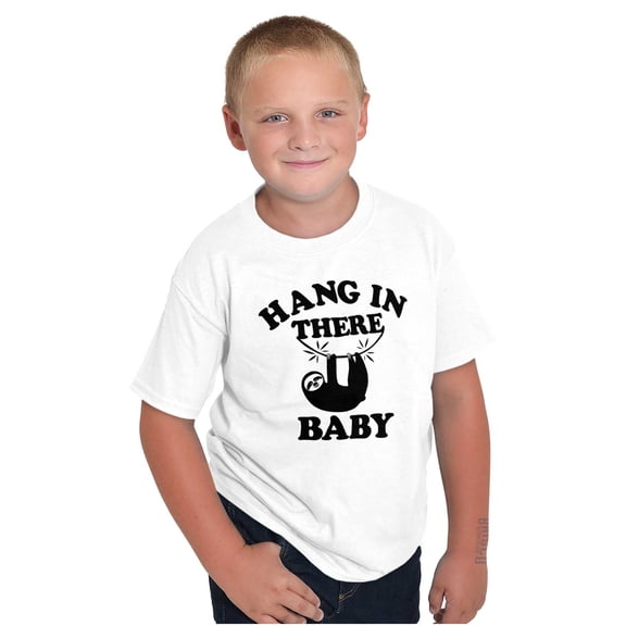Hang In There Sloth Encouragement Crewneck T Shirts Boy Girl Teen Brisco Brands X