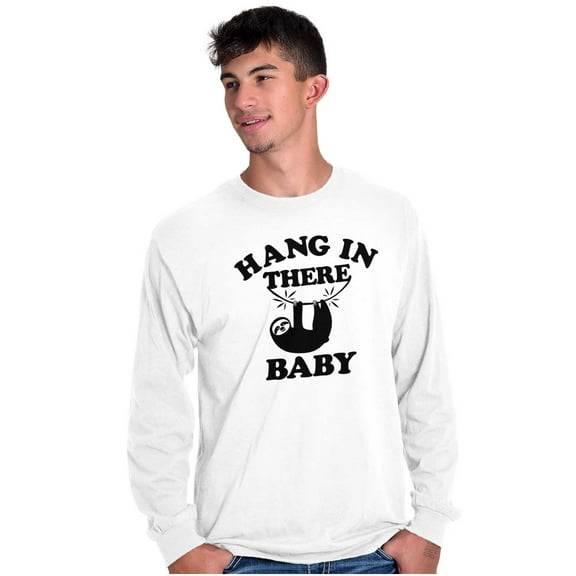 Hang In There Sloth Encouragement Long Sleeve TShirt Men Women Brisco Brands S