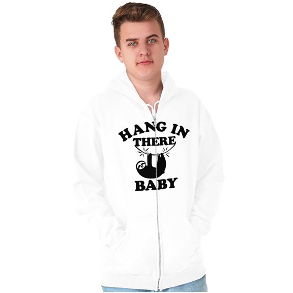 Hang In There Sloth Encouragement Zip Up Hoodie Men's Women's Brisco Brands X