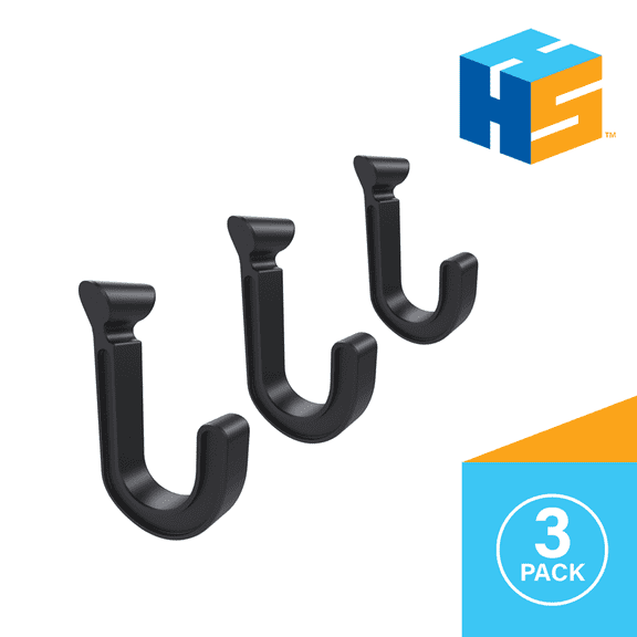 Hang It Simple J Hooks, 3-Pack - Heavy-Duty Adjustable Storage Hooks for Tools & Brooms