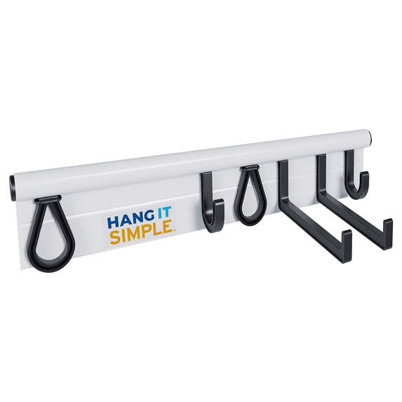 Hang It Simple 18" Wall-Mount Modular Rail Organizer - Adjustable, White