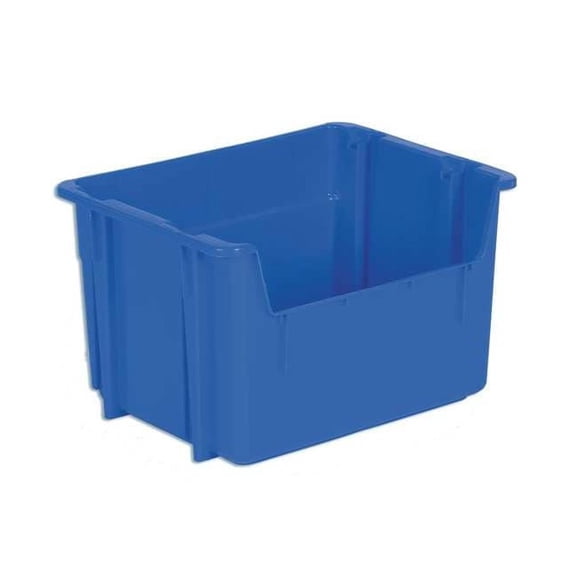 Hang & Stack Storage Bin, Plastic, Blue, 12 3/8 in H, 20 1/4 in W, 15 1/4 in L NPL252 Blue