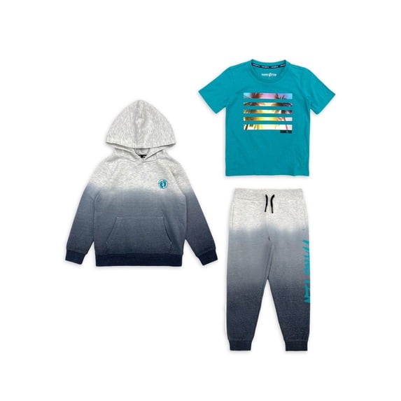 Hang Ten Boy's Long Sleeve Hoodie Jogger and Short Sleeve Tee 4-18