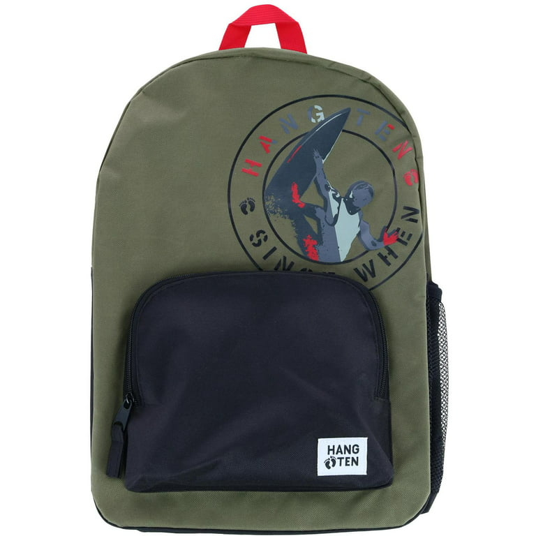Hang Ten Freshman Backpack with Front Pocket Compartment and Surfer Detail