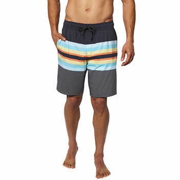 Hang Ten Men Quick-Dry Stretch Pockets Swim Shorts (Multi, XX-Large)