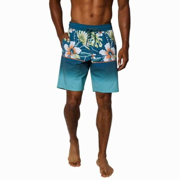 Hang Ten Men's Quick-Dry Stretch Pockets  Swim Shorts (Green, XX-Large)