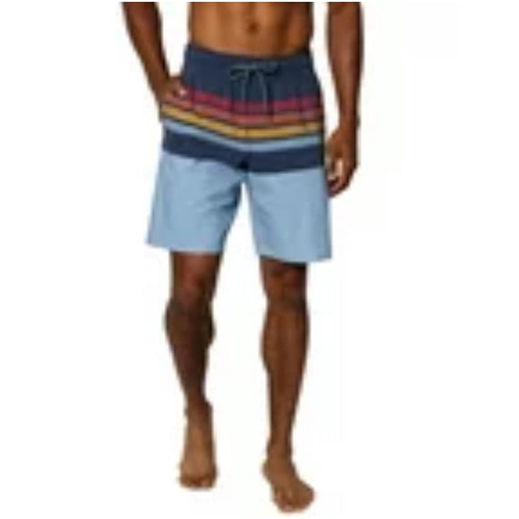 Hang Ten Men's Quick-Dry Stretch Pockets Swim Shorts (Light Blue, Large)