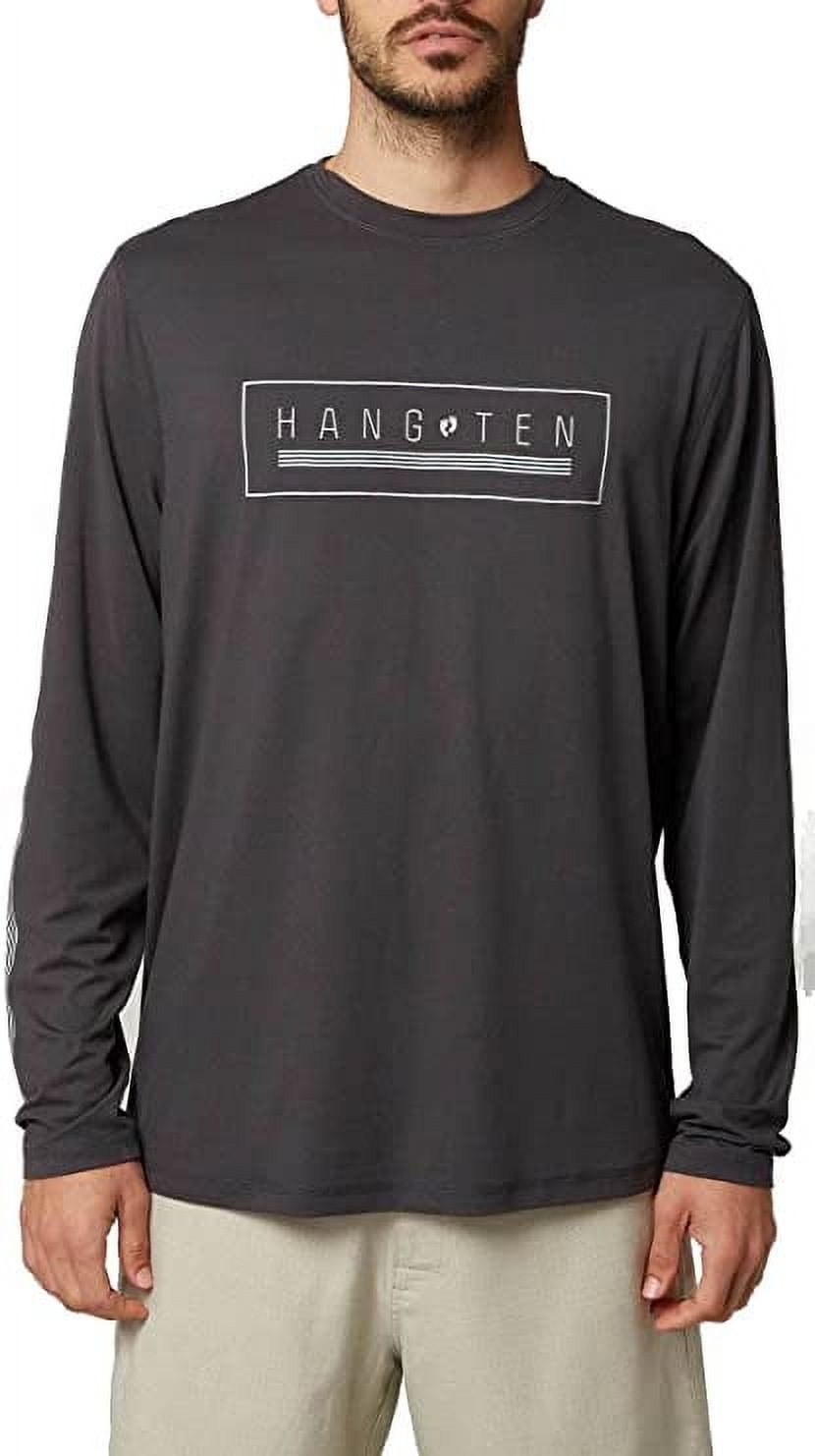 HANG TEN Mens Long Sleeve Sun Tee Shirt(Asphalt, XXL)
