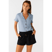 HANG TEN Womens Linen Blend Summer Shorts - Lightweight Casual Elastic Waist Shorts with Pockets - Relaxed Fit Black, XX-Large