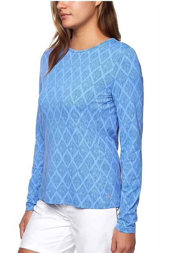 Sun Long Sleeve Tee Rash Guard, Geo Print Periwinkle Small - NEW