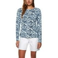 thumbnail image 1 of Hang Ten Womens Long Sleeve Rashguard (Palm Print Ballad Blue, Small), 1 of 5