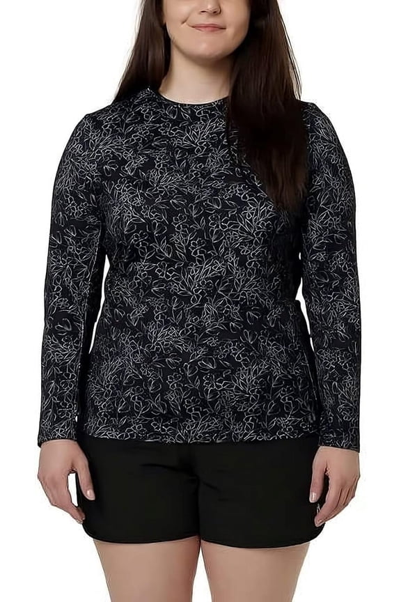 Womens SunRay Long Sleeve Sun Tee Shirt (Black, Medium)