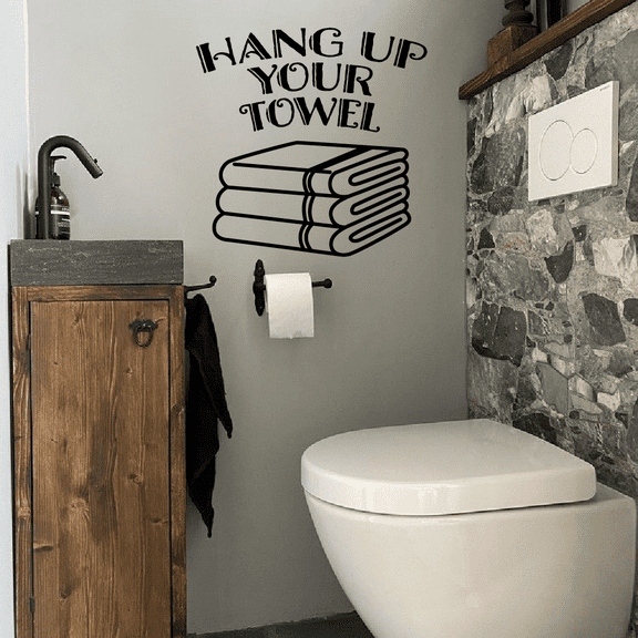 Hang Up Your Towel - Bathroom Rules Quotes Vinyl Wall Art Sticker Decal Home Bathroom Rest Room Comfort Room Rules Signage Ladies Gentlemen Toilet Room Wall Design ?Rules Reminders Size (10x8 inch)