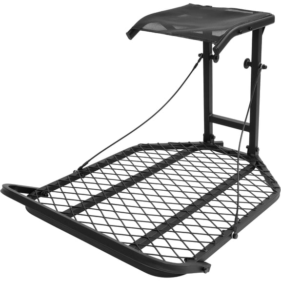Hang On Treestand Seat 25.7X31.4 Tree Stand for Hunting with Seat & Foot Platform 300 lbs Weight Capacity Hunting Gear Equipment Accessories w/Secure Strap Powder Coated Black Steel