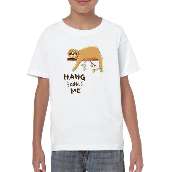 Hang With Me Lazy Sloth T-Shirt Juniors -Image by Shutterstock, Medium